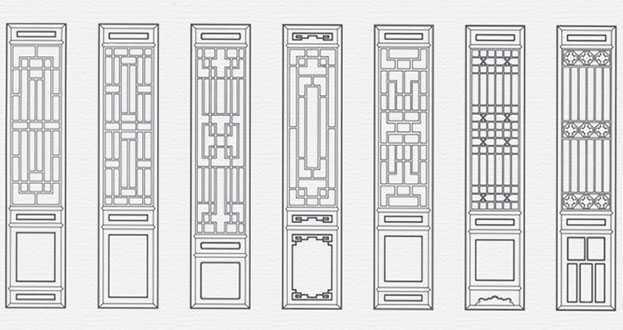 福安常用中式仿古花窗图案隔断设计图