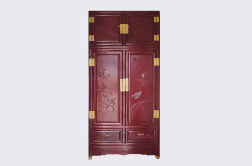福安高端中式家居装修深红色纯实木衣柜